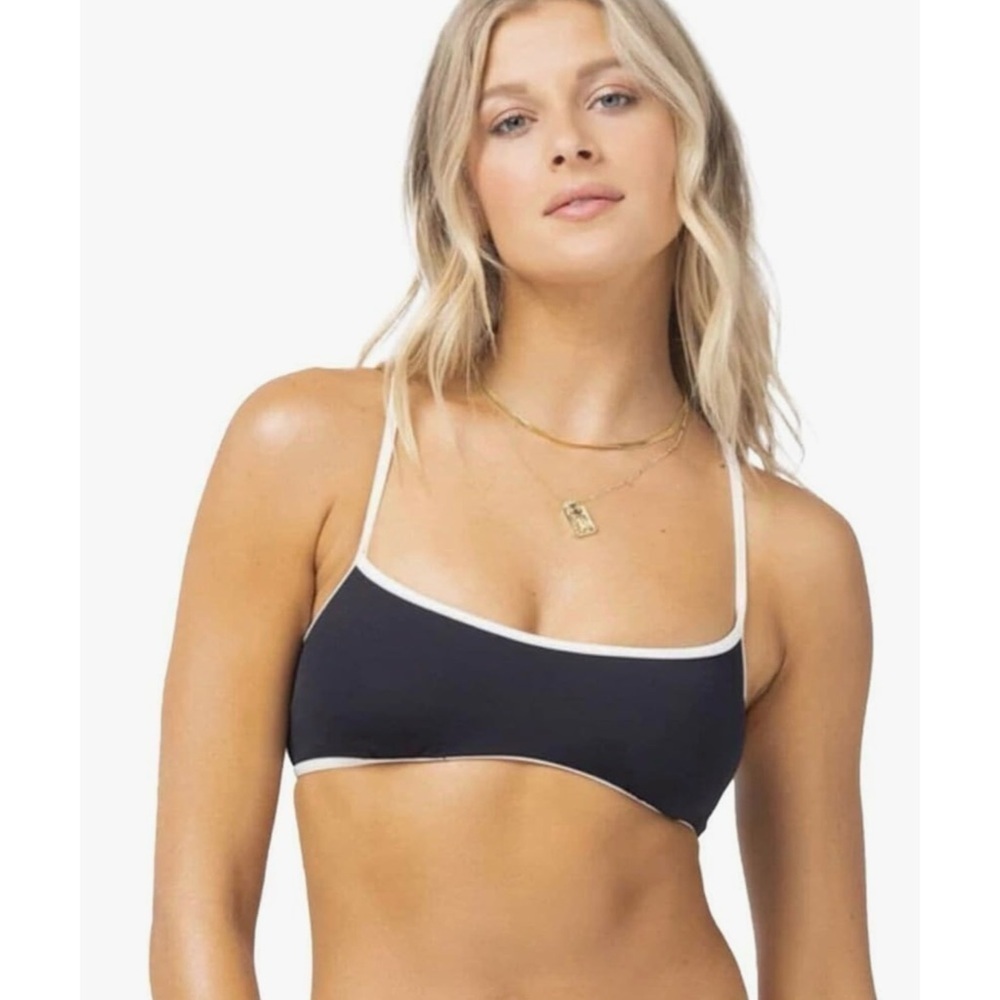 l*space Color Block Pamela Bikini Top in Black & White size XL NEW
